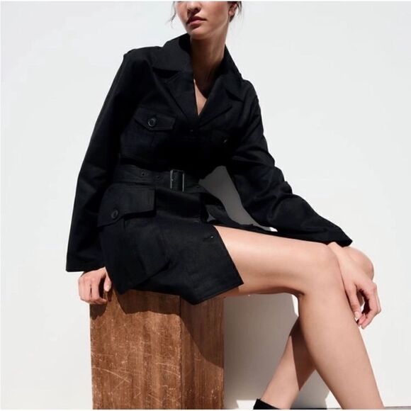 NWT Zara Linen Blend Belted Jacket, Size XS - Picture 2 of 16